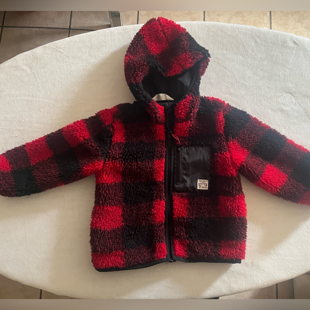 H&M Red and Black Plaid Jacket 3/4T